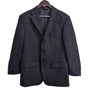 Pronto Moda Italia Navy Windowpane Wool Cashmere Blazer Jacket Men’s 38S